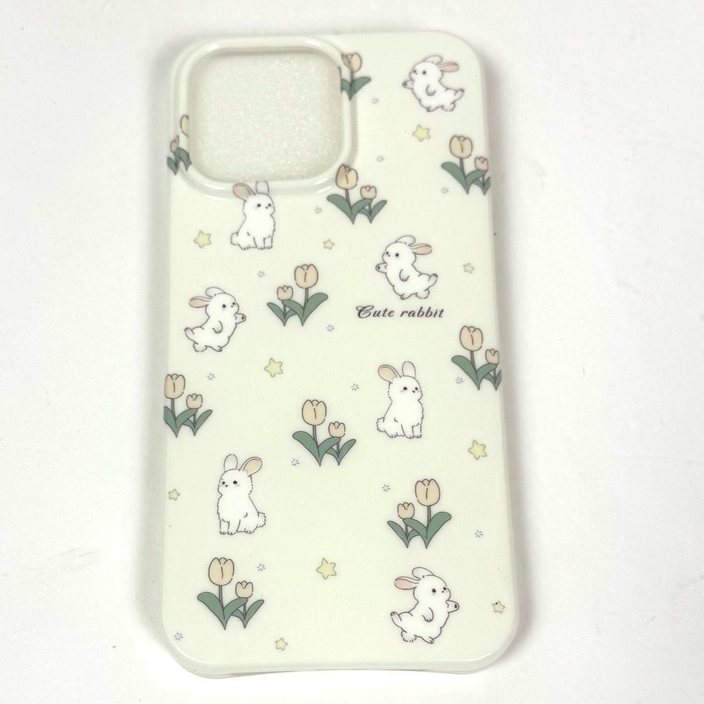 Cream White Floral Bunny Phone Case for iPhone 12 NEW